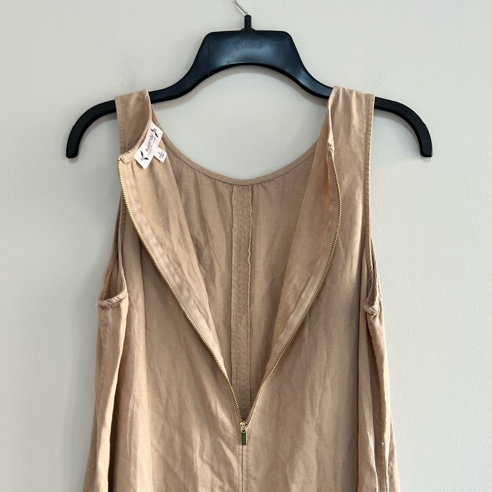Nanette Lepore Hi-Lo Asymetrical Linen Blend Dress w/Fringe Hem, Beige/White, 8 - Picture 4 of 10